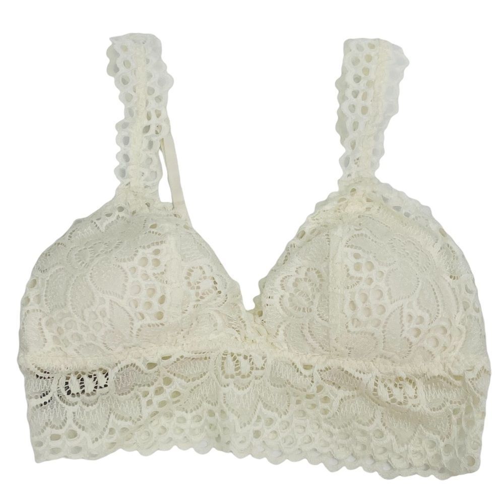 Aerie ivory cream eyelet lace bralette lightly padded size small